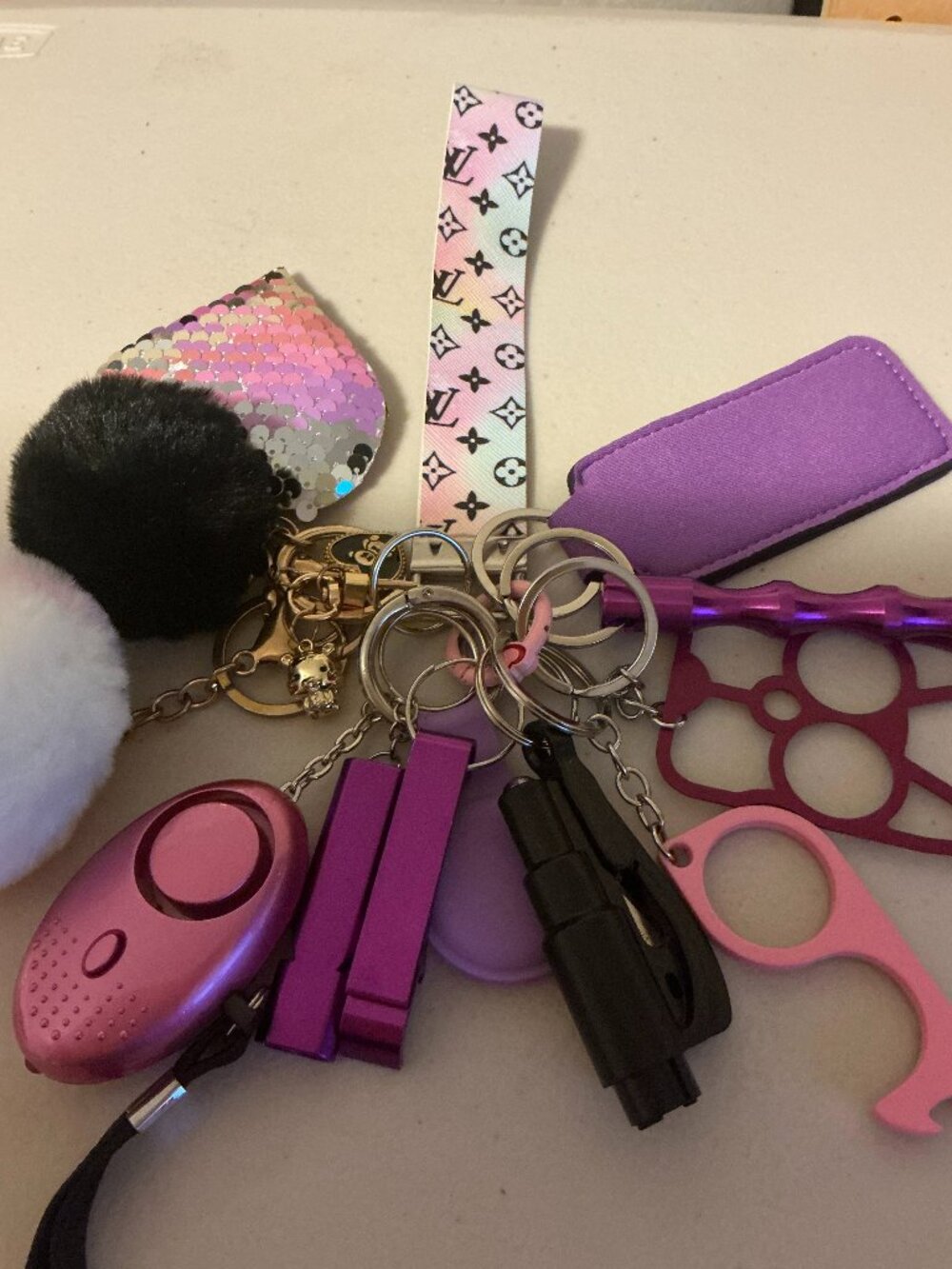 14 Piece Self Help/Aid Custom Keychain - Purple